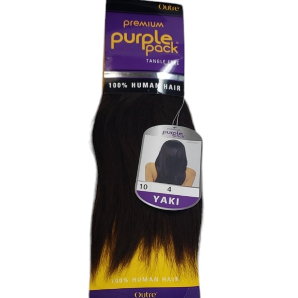 NWT 2 Outre Premium Purple Pack 100% Human Hair Yaki Weave Brown Extension - Picture 4 of 15